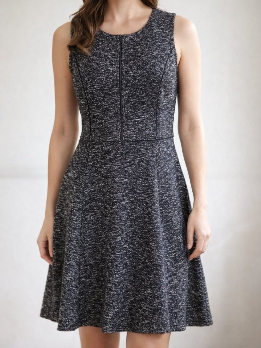 New Talbots sleeveless fit and flare Berkeley  black white speckled cl…